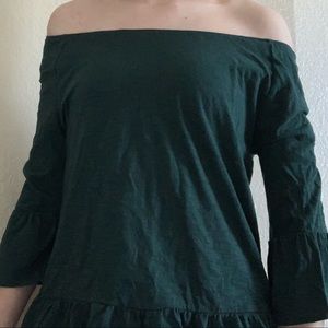 Green off the shoulder half Length sleeve